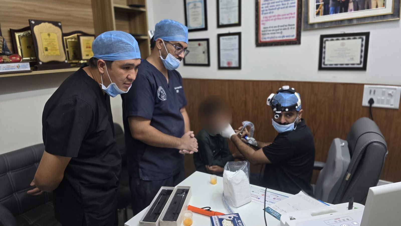 A child's ENT examination at Santosh, Hisar